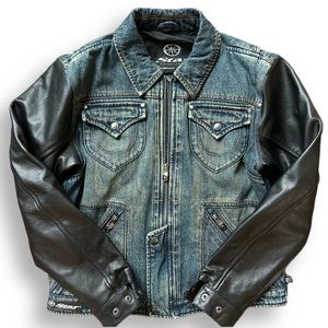 Yamaha Star Motorcycle Racing Riding Denim & Leather Jacket